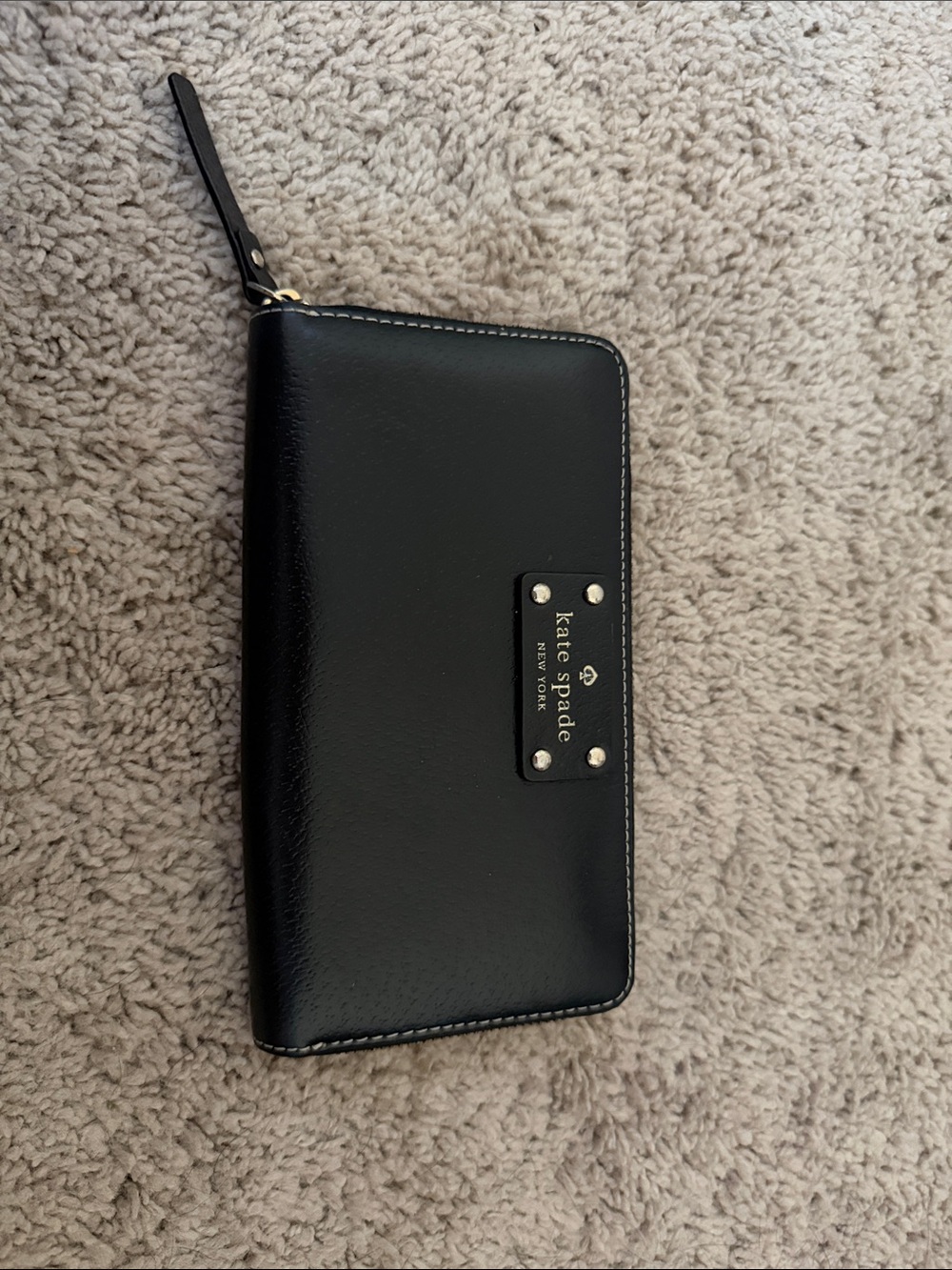 kate spade Black Leather Zip-Around Wristlet Wallet